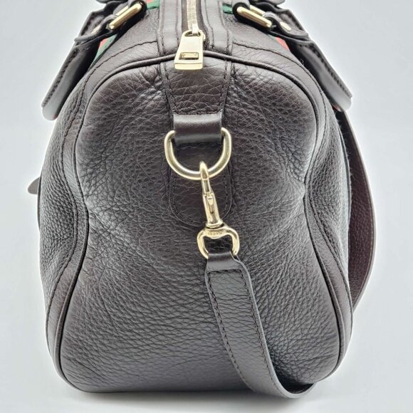 100% Authentic Gucci Web Brown Boston Leather Shoulder Bag 635-11292021 - Picture 6 of 16